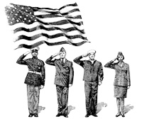 memorial day image showing soldiers saluting to flag 
