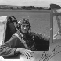 Photograph of Grant Turley with his plane