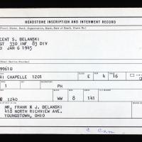 Vincent S Belanski interment record