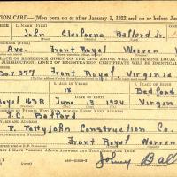 John C Ballard Draft Registration card