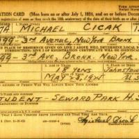 Michael Cicak draft registration card