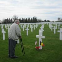 Louis Celentan at Armstrong's grave
