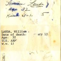 William Landa photograph reverse side