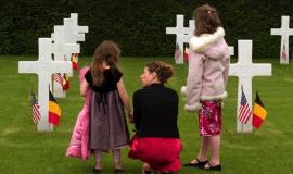 mother with children at grave